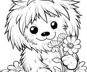 Coloriage Y&eacute;ti entre les fleurs