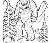 Coloriage Y&eacute;ti g&eacute;ant qui se balade dans la foret
