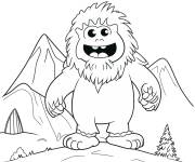 Coloriage Y&eacute;ti jeune sur le top d'un montagne