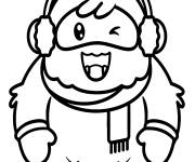 Coloriage Y&eacute;ti kawaii pendant l'hiver