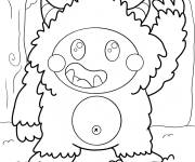 Coloriage Y&eacute;ti kawaii qui fait signe de la main