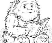 Coloriage Y&eacute;ti lisant un livre