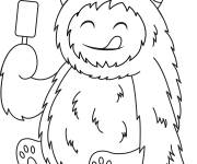 Coloriage Y&eacute;ti mange de la glace