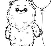 Coloriage Y&eacute;ti mignon avec un ballon