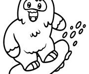 Coloriage Y&eacute;ti mignon fait du patinage sur glace