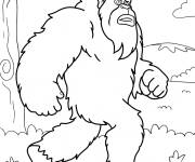 Coloriage Yeti poilu qui court sous le soleil