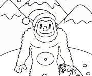 Coloriage Y&eacute;ti portant un bonnet de p&egrave;re noel