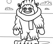 Coloriage Y&eacute;ti portant une &eacute;charpe