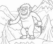 Coloriage Y&eacute;ti qui se rassemble &agrave; un singe