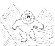 Coloriage Y&eacute;ti se balade dans la montagne