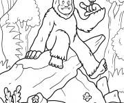 Coloriage Y&eacute;ti souriant avec un bourdon de compagnie