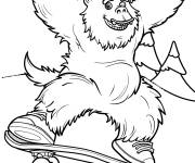 Coloriage Y&eacute;ti sur skateboard