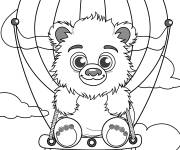 Coloriage Y&eacute;ti sur un montgolfi&egrave;re  