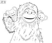 Coloriage Y&eacute;tili avec ses petits amis
