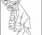Coloriage Zombie avec seau dans la t&ecirc;te
