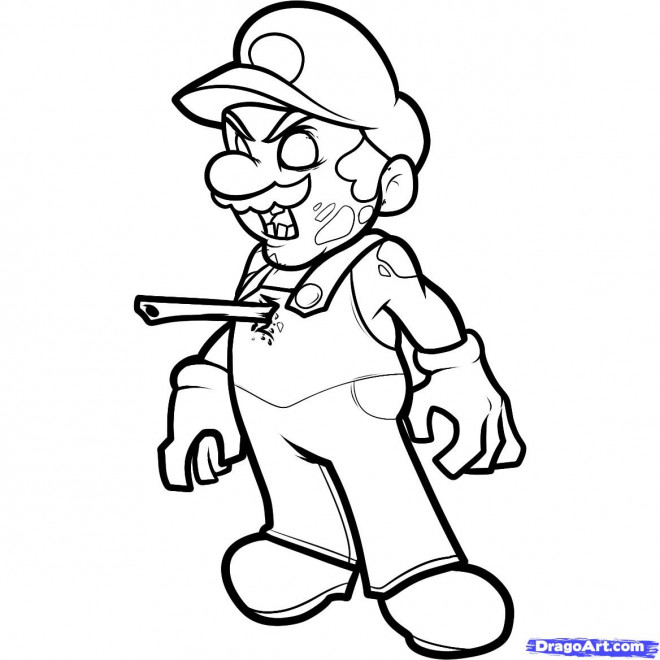 Coloriage et dessins gratuits Zombie Mario à imprimer
