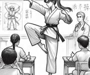 Coloriage Apprendre les arts martiaux en classe