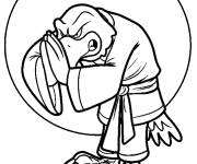 Coloriage Arts martiaux d'oiseaux cartoon