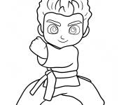 Coloriage Arts martiaux kawaii pour enfants chibi