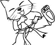 Coloriage Chaton drole fait du karate