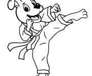 Coloriage et dessins gratuit Chien rigolo pratique l'art martial à imprimer