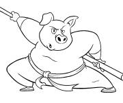 Coloriage Cochon faisant du Kung Fu