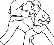 Coloriage Combat de karat&eacute; art martial populaire