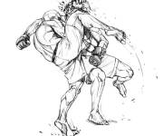 Coloriage Combat de manga arts martiaux