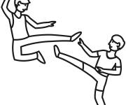 Coloriage Combat de Taekwondo en &eacute;moji