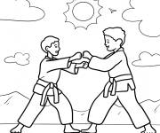 Coloriage Combat des arts martiaux sous le soleil