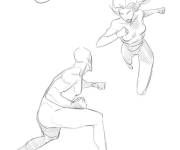 Coloriage Combat en technique des arts martiaux