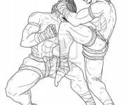 Coloriage Combat f&eacute;roce de Kick Boxing