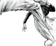 Coloriage Coup de pied puissante style manga