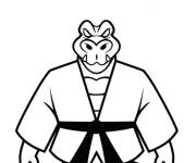 Coloriage Crocodile faisant du karate