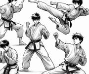 Coloriage Diff&egrave;rent attaque de Karate