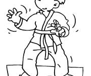 Coloriage Enfant apprends du karate