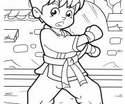 Coloriage Enfant faisant de Taekwondo  r&eacute;aliste