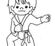 Coloriage Enfant fait d'art martial simple
