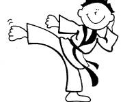 Coloriage et dessins gratuit Enfant heureux fait du karate à imprimer