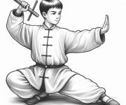 Coloriage Exercice de Tai Chi