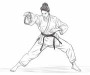 Coloriage Femme adulte pratiquant le karate