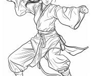 Coloriage Femme asiatique performe des arts martiaux