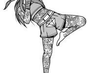 Coloriage Femme joueur de Kick Boxing zentangle
