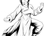 Coloriage Fille drole fait de Kung Fu