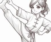 Coloriage Fille en pratiquant le Tai Chi