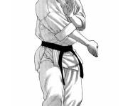 Coloriage Fille faisant du taekwondo style manga