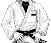 Coloriage Fille fait le karate au crayon