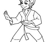 Coloriage Fille karat&eacute; Arts martiaux