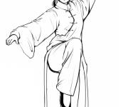 Coloriage Fille maitre de Kung Fu style manga