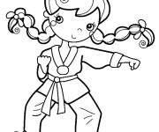 Coloriage Fille performe un art martial